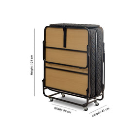 Pat pliabil XL Katlanir, rama metalica/placaj, negru, 90x41x121 cm, saltea inclusa