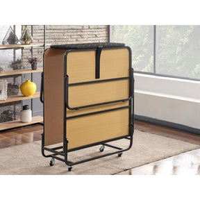 Pat pliabil XL Katlanir, rama metalica/placaj, negru, 90x41x121 cm, saltea inclusa