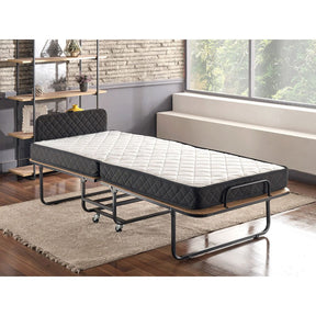 Pat pliabil XL Katlanir, rama metalica/placaj, negru, 90x41x121 cm, saltea inclusa