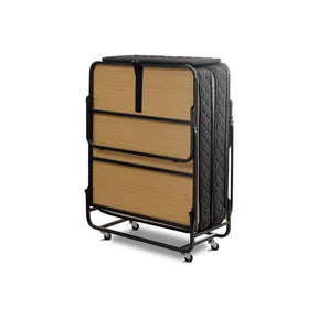 Pat pliabil XL Katlanir, rama metalica/placaj, negru, 90x41x121 cm, saltea inclusa