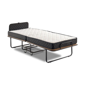 Pat pliabil XL Katlanir, rama metalica/placaj, negru, 90x41x121 cm, saltea inclusa