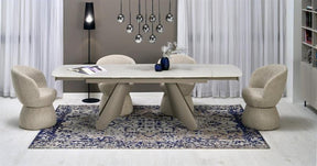 Masa extensibila SALIX, travertin/casmir, piatra sinterizata/otel, 180/260x90x76 cm