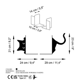 Suport carti KT-CAT, negru, metal 53x14x21 cm