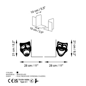 Suport carti KT-THEATRE, negru, metal, 56x14x21 cm