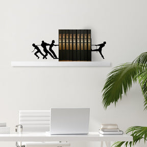 Suport carti KT-ROPE, negru, metal 67x14x21 cm