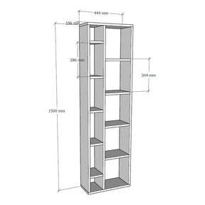 Biblioteca Tomi, alba, 100% placa melaminat, 44,4 cmx19,6x150 cm