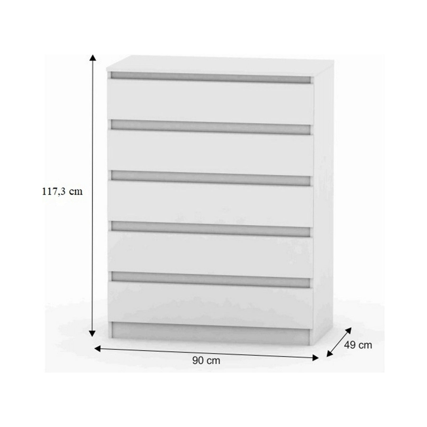 Comoda HANY NEW 005, DTD laminat, alba, 90x49x117,3 cm