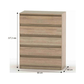 Comoda cu sertare HANY NEW 005, PAL laminat, stejar sonoma,  90x49x117,3 cm