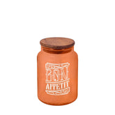 Borcan cu capac 503HRN1185, portocaliu/maro, sticla/lemn, 890 ml