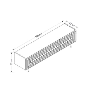 Comoda TV JOSE, gri/auriu, PAL melaminat, 180x42x50 cm