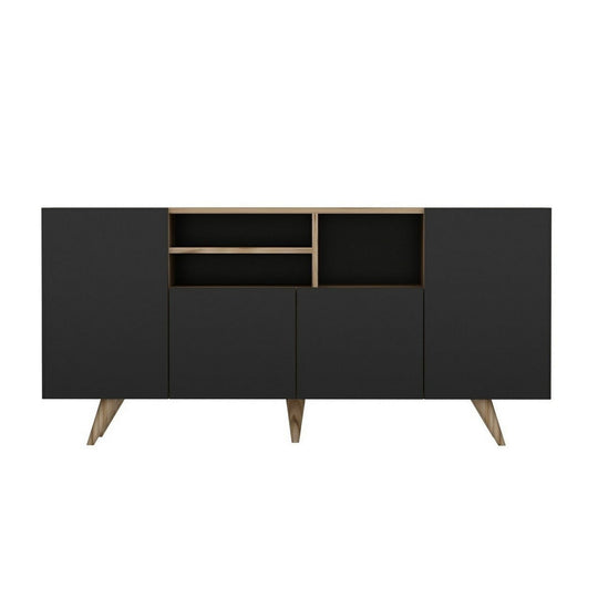 Comoda SANSA, negru/nuc, PAL melaminat, 160x45x72 cm
