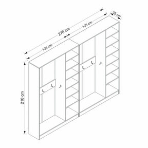 Mobilier hol KALE 8123, alb, PAL melaminat, 270x35x210 cm