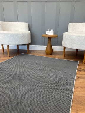Covor BONCUK, 80x150 cm, forma dreptunghiulara, poliester, gri antracit
