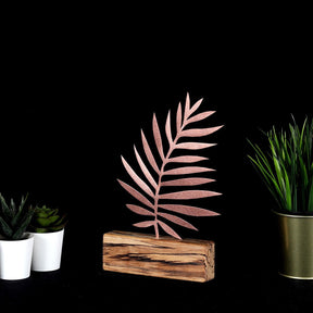 Accesoriu decorativ PALM LEAF, bronz, metal/lemn, 17x4x27 cm
