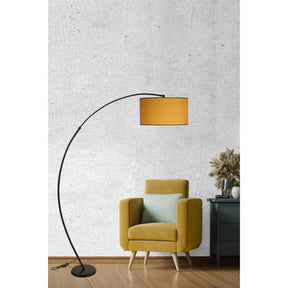 Lampa de podea Misra, metal, inaltime reglabila, negru/galben, diametru 30 cm