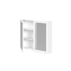Dulap baie TORETO, alb mat, PAL laminat, cu oglinzi, 80x15x70 cm