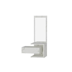 Raft cu oglinda si sertar CALACATTA MARBLE, alb, PAL melaminat, 49x31x90 cm