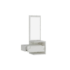 Raft cu oglinda si sertar CALACATTA MARBLE, alb, PAL melaminat, 49x31x90 cm