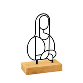 Accesoriu decorativ MONA, negru/stejar, metal/lemn, 17x8x26 cm