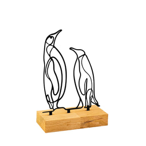 Accesoriu decorativ PINGU, negru/stejar, metal/lemn, 17x8x26 cm