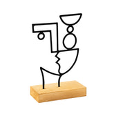 Accesoriu decorativ CUBIK, negru/stejar, metal/lemn, 17x8x27 cm