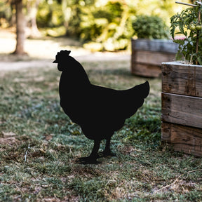 Decoratiune gradina CHICKEN 01, negru, metal, 42x49 cm