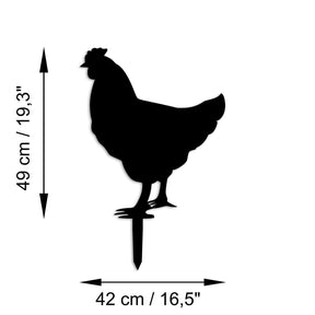 Decoratiune gradina CHICKEN 01, negru, metal, 42x49 cm