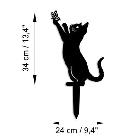Decoratiune gradina CAT 01, negru, metal, 24x34 cm