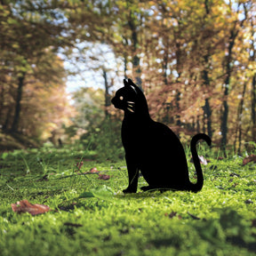 Decoratiune gradina CAT-02, negru, metal, 20x23 cm