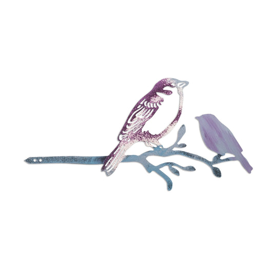 Decoratiune gradina 565TNL1391, turcoaz/mov, metal, 40x20 cm