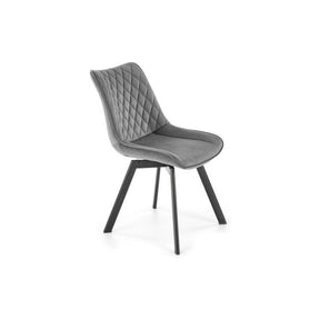 Scaun tapitat K520, gri/negru, stofa catifelata, rotativ, 45x63x80 cm