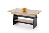 Masuta de cafea extensibila ERIKA, stejar artisan/negru, PAL laminat, 120/160x70x61/72 cm