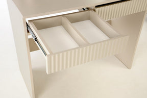Masa de toaleta HOLLYWOOD 2, casmir, PAL laminat, cu oglinda si iluminare LED, 94x43x140 cm