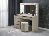 Masa de toaleta HOLLYWOOD 2 XL, casmir, PAL laminat, cu oglinda si iluminare LED, 120x55x140 cm