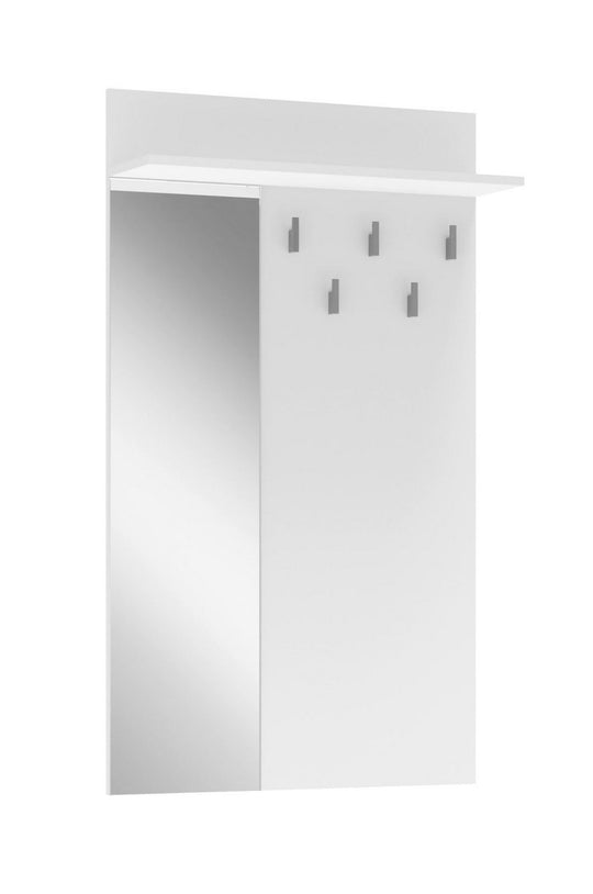 Cuier de perete cu oglinda LIMA PR-1, alb, PAL laminat, 70x20x120 cm