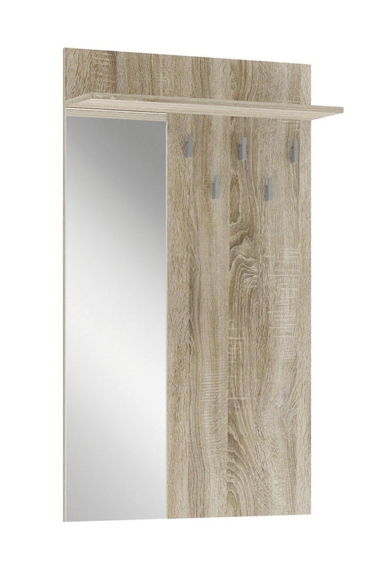 Cuier de perete cu oglinda LIMA PR-1, stejar sonoma, PAL laminat, 70x20x120 cm