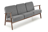 Canapea MILANO 3S, gri - Castel 93, stofa catifelata/lemn, 175x77x77 cm