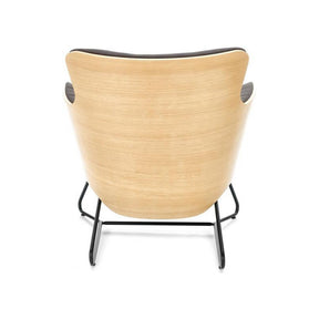 Fotoliu CHILLOUT, stofa gri inchis/stejar natural, 74x67x79 cm