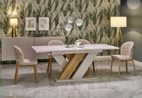 Masa extensibila BRANDON, casmir/stejar, PAL laminat, 160/200x90x77 cm