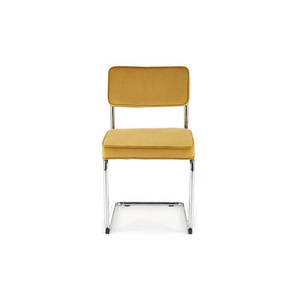 Scaun tapitat K510, galben mustar, stofa catifelata/otel cromat, 49x55x85 cm