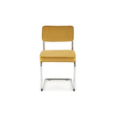 Scaun tapitat K510, galben mustar, stofa catifelata/otel cromat, 49x55x85 cm