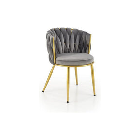 Scaun K517, gri/auriu, stofa catifelata/metal, 57x60x79 cm