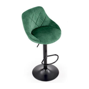 Scaun bar H101, verde/negru, stofa catifelata/metal, 47x45x106 cm