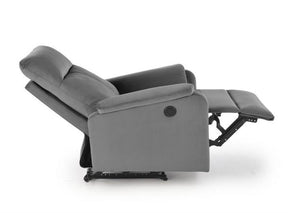 Fotoliu recliner CROCUS, stofa catifelata gri - Bluvel 14, 77x88/155x81/102 cm