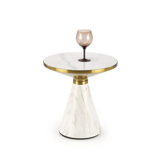 Masuta TALBI, alb/auriu, ceramica/metal, 50x50x52 cm