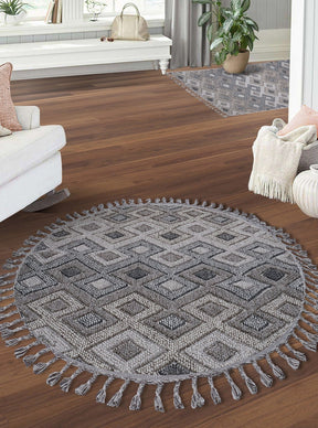 Covor BEVERLY, 80x80 cm, forma rotunda, polipropilena, gri inchis, 2262 Y