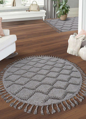 Covor BEVERLY, 80x80 cm, forma rotunda, polipropilena, gri, 2263 Y