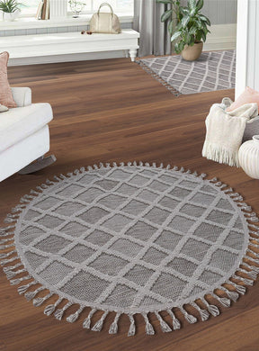 Covor BEVERLY, 80x80 cm, forma rotunda, polipropilena, gri, 2264 Y