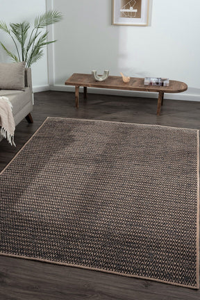Covor TERAPIA, 80x150 cm, forma dreptunghiulara, poliester, negru/bej, 3604