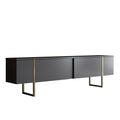 Comoda tv cu usi LUXE, PAL/metal, gri antracit/auriu, 180×30×50 cm